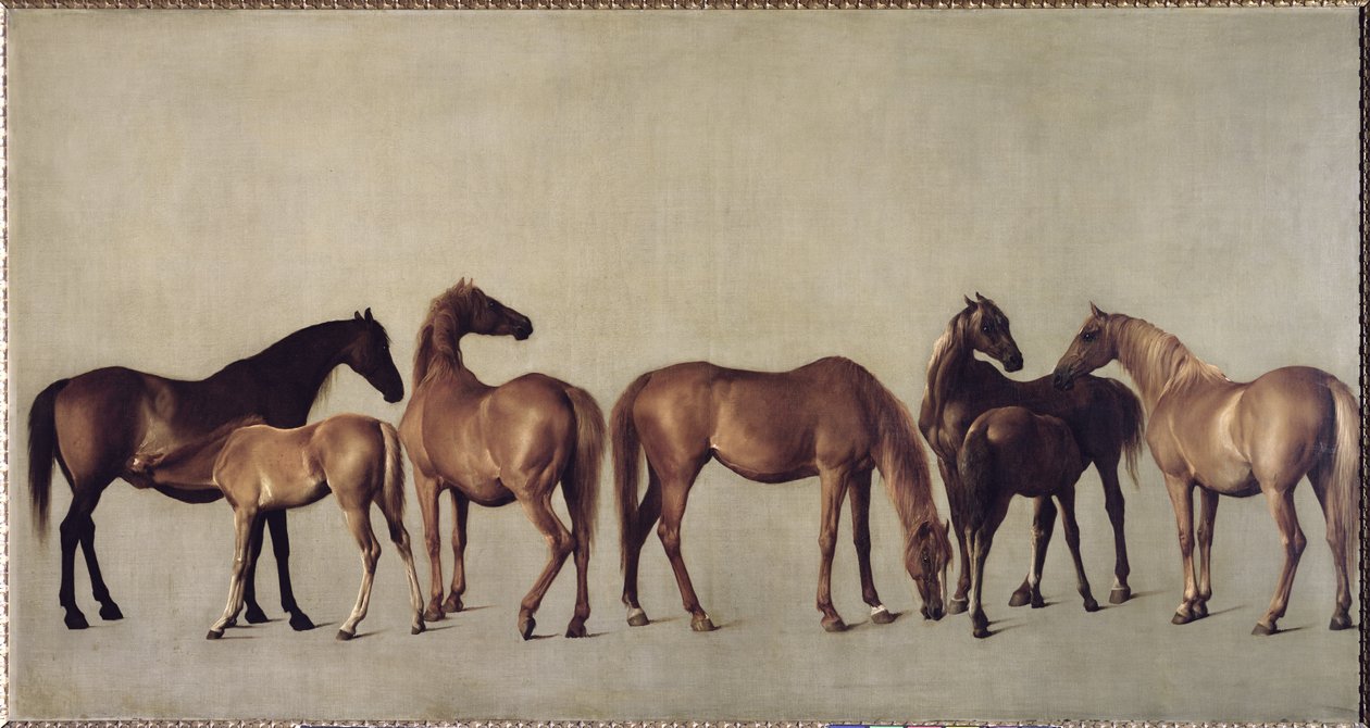 背景のない馬と子馬、1762年 作： ジョージ・スタッブス