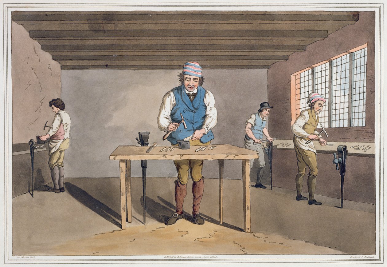 シェフィールド・カトラー、ロバート・ハヴェル（1769-1832）によって刻まれた「ヨークシャーの衣装」から、1814 作： ジョージ・ウォーカー