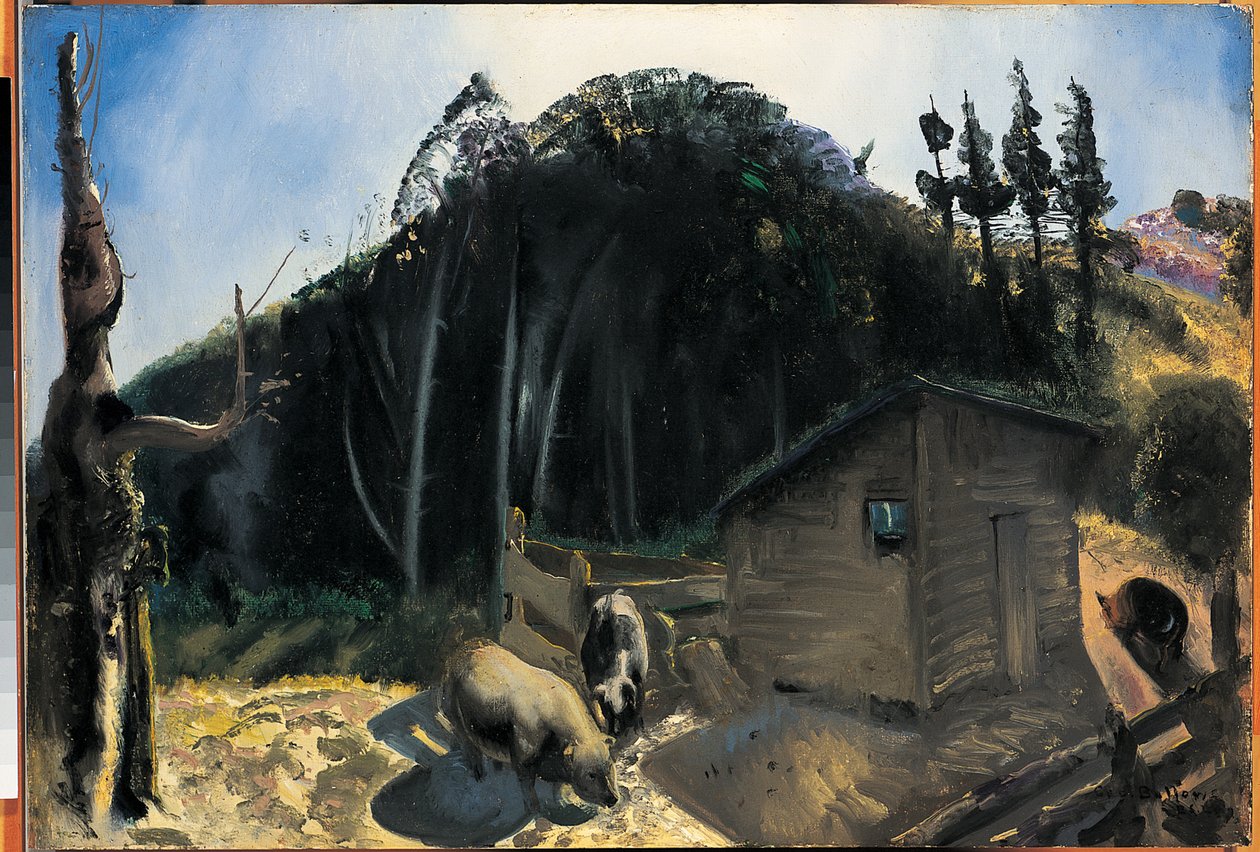 三匹の豚と山、1922年頃 作： ジョージウェスリーベローズ