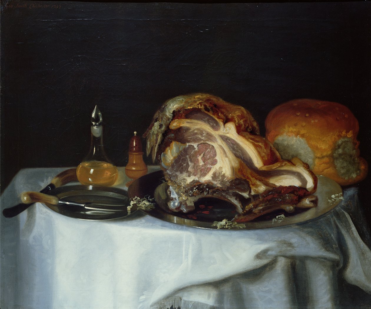 肉とパンのある静物（78161ペア） 作： ジョージ・スミス