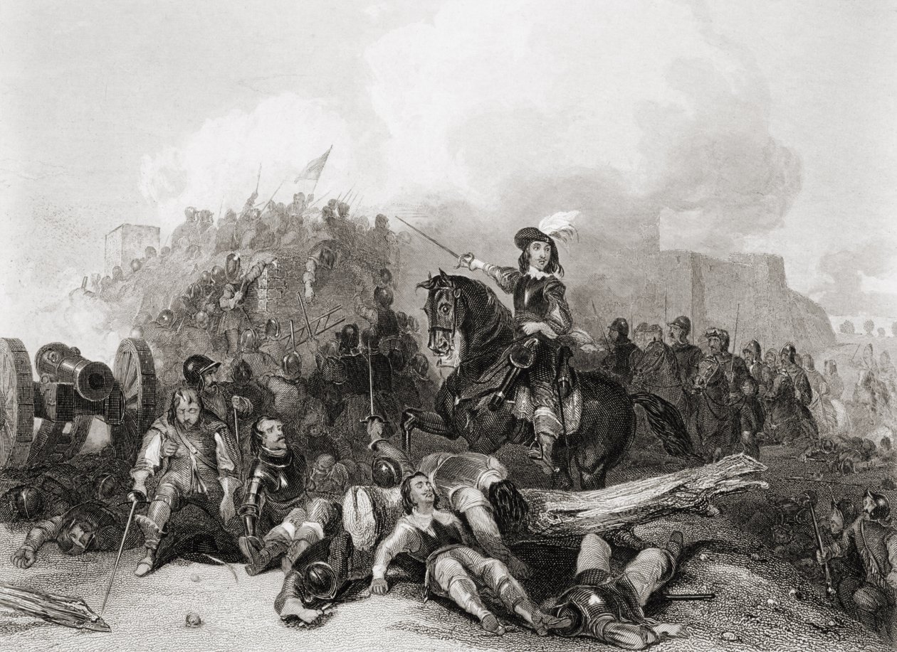 The Storming of Bristol, 26th July 1643, engraved by J.C. Varrall (carving) 作： ジョージ（後）Cattermole