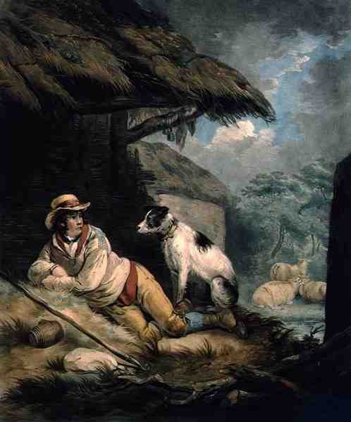 ウィリアム・バーナード（1774-1849）が彫って出版した「The Shepherd（羊飼い）」。 作： ジョージ（後）モーランド