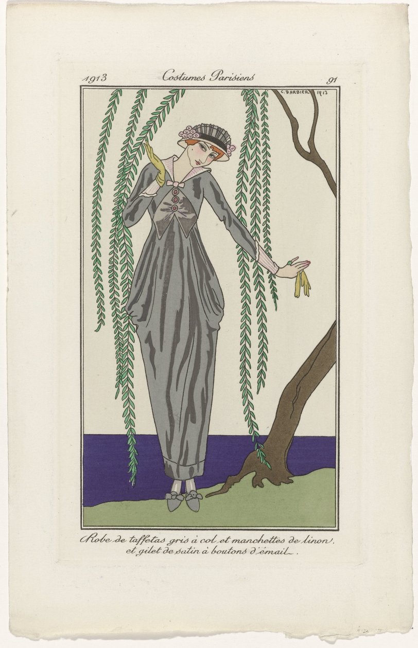 Journal des Dames et des Modes、パリの衣装、1913年、No. 91：タフタのドレス (...) 作： ジョージ・バーバー