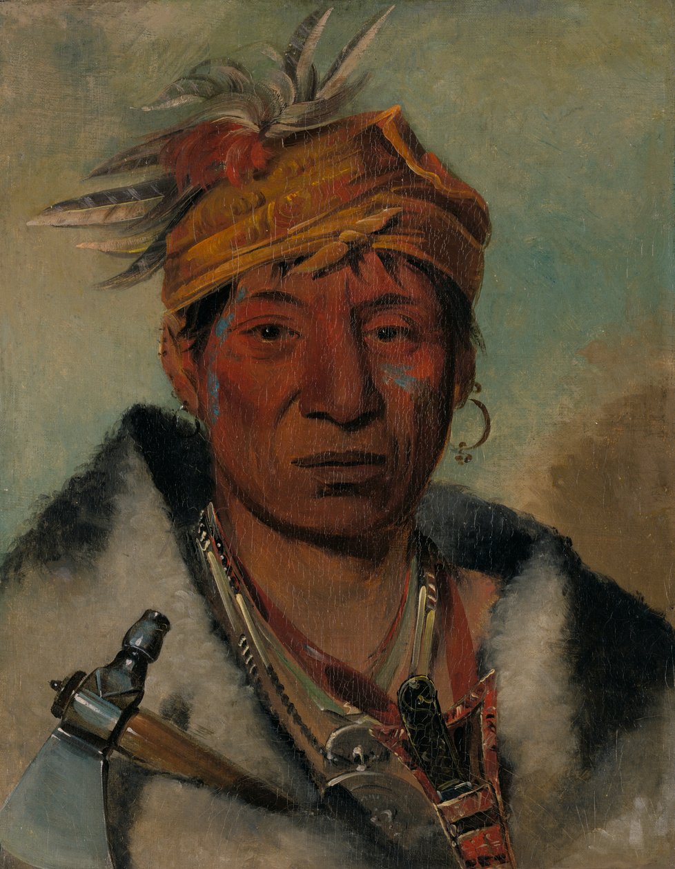 Ah-yaw-né-tak-oár-ron a Warrior、1831年。 作： ジョージ・カトリン
