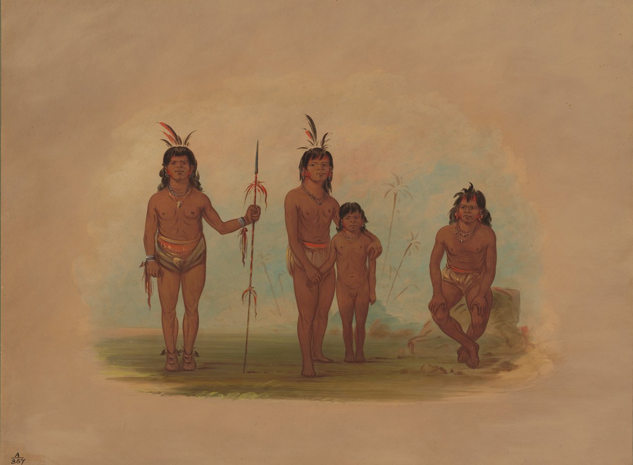4 人のグーアギブ インディアン、18541869。 作： ジョージ・カトリン