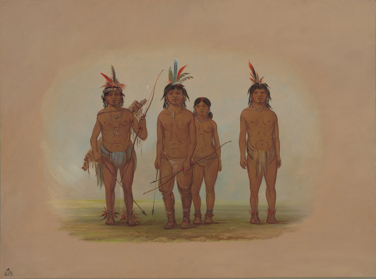 18541869 年の 4 人のマコウチ インディアン。 作： ジョージ・カトリン