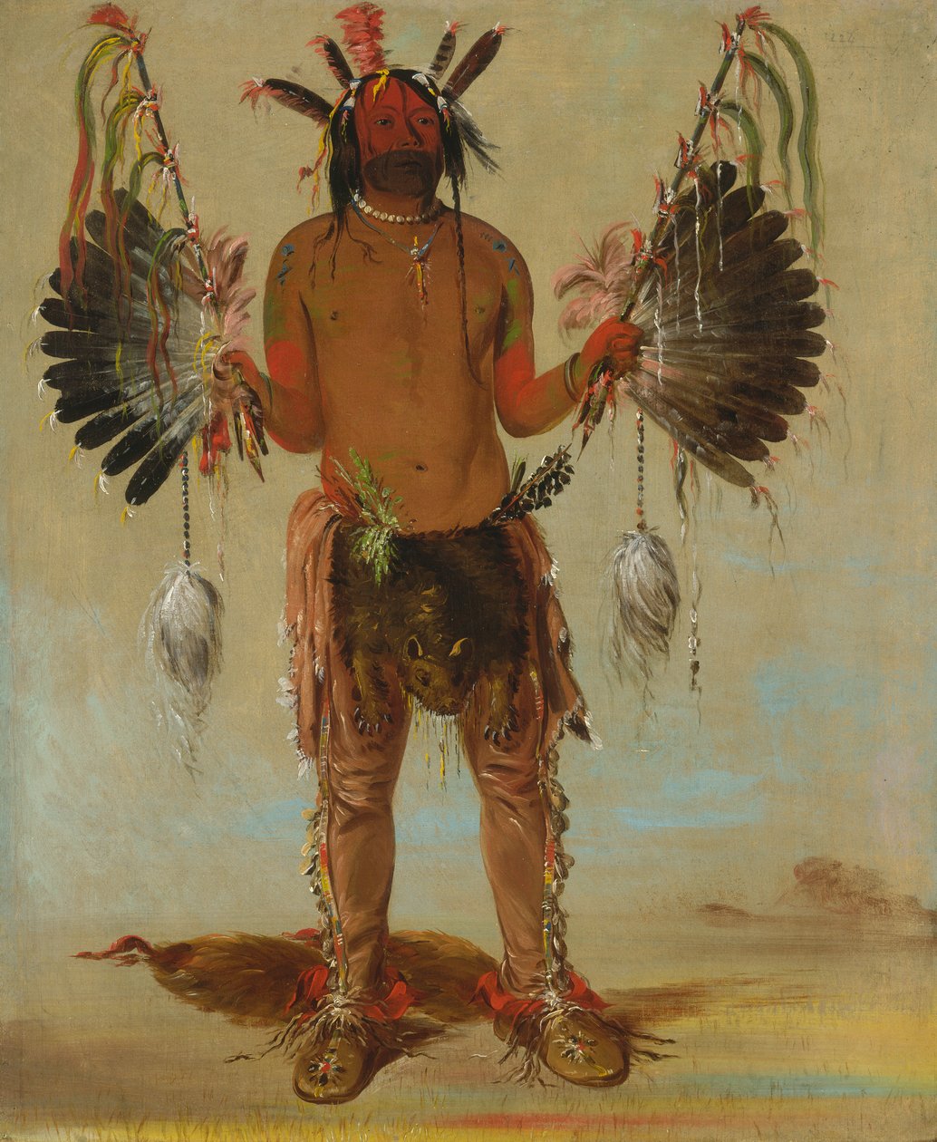Mah-tó-he-ha、老熊、薬師、1832 年。 作： ジョージ・カトリン