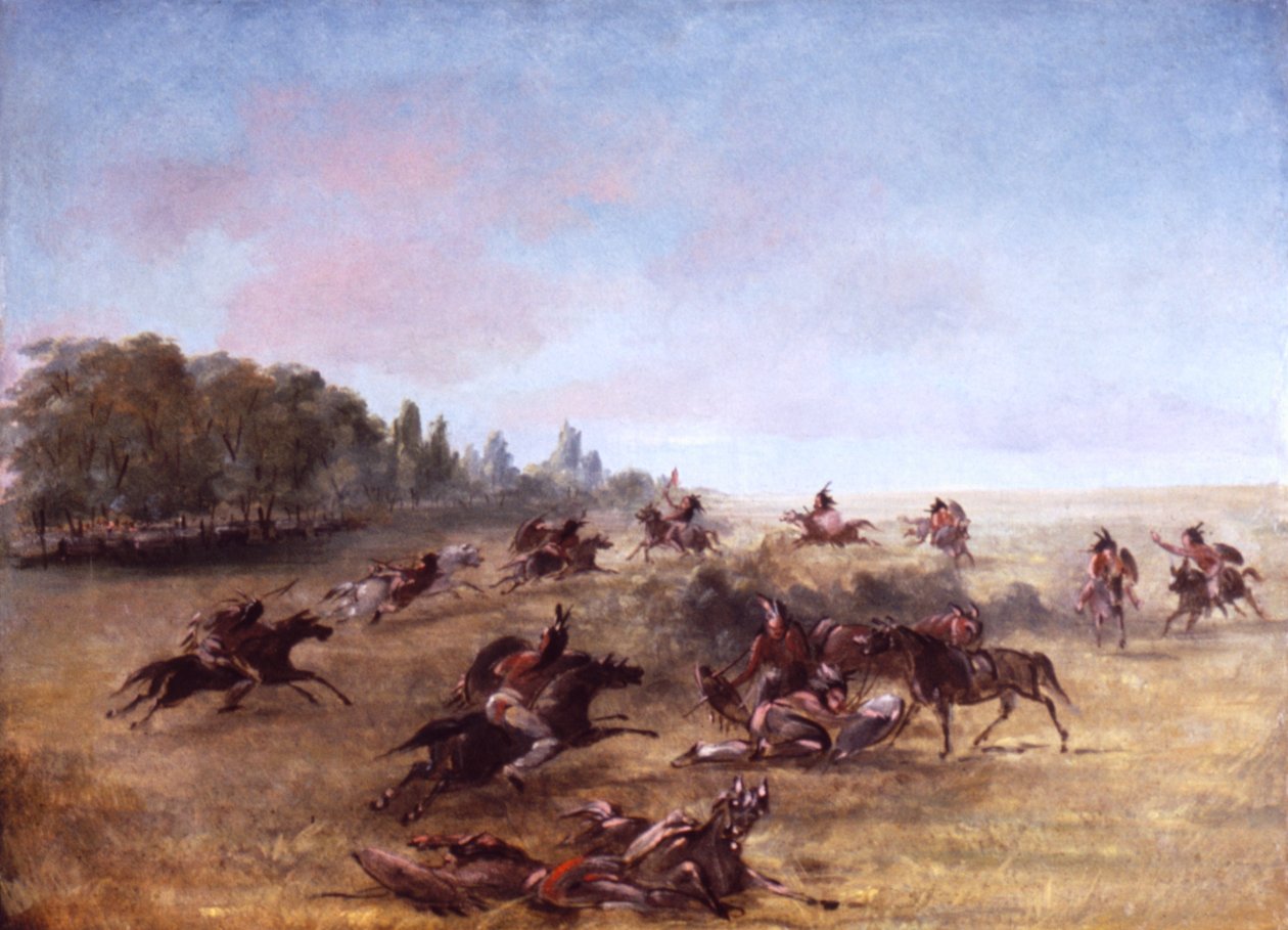 1846年から1848年、茂みを掃除するマウントされた戦争パーティー。 作： ジョージ・カトリン