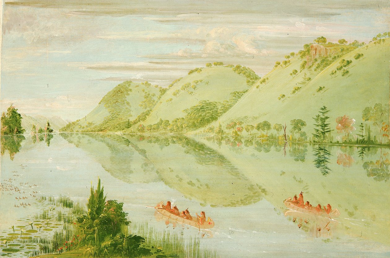 1835～1836年、プレーリー・デュ・シアンの絵のように美しい断崖。 作： ジョージ・カトリン