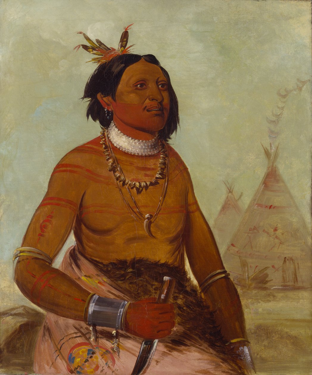 Quack-ham-kay、Stone Shell、勇敢な人、1834 年。 作： ジョージ・カトリン