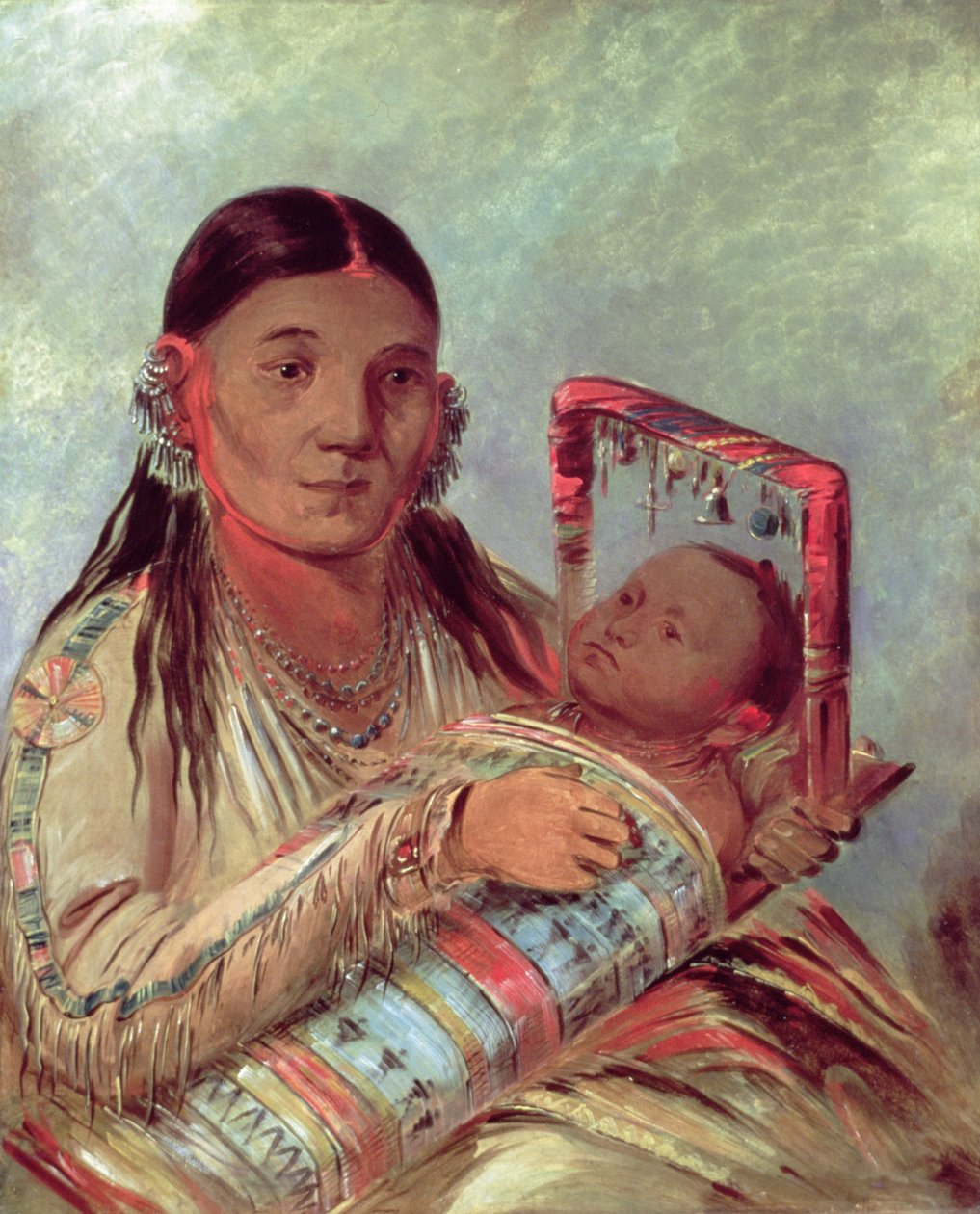 スー族の母と子 1830年頃 （油彩・キャンバス 作： ジョージ・カトリン