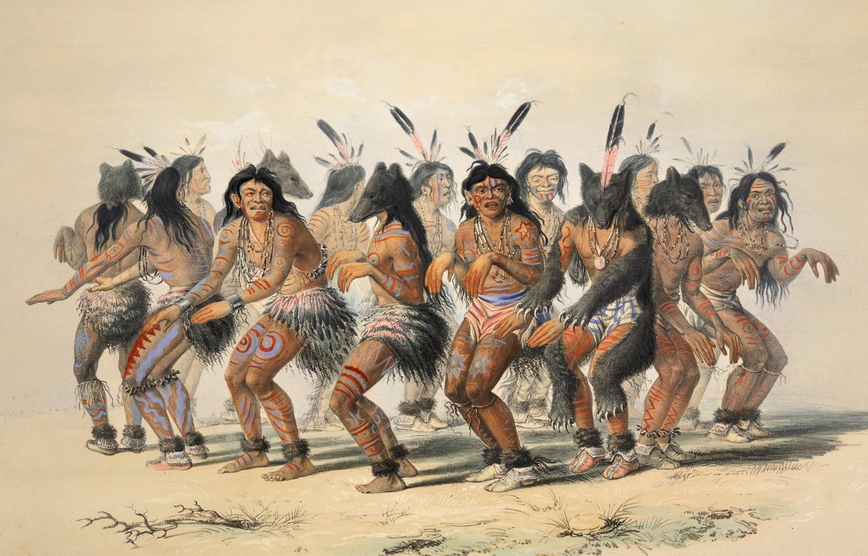 ベア ダンスの詳細、パブ。 1845年カラーリトグラフ。 作： ジョージ・カトリン