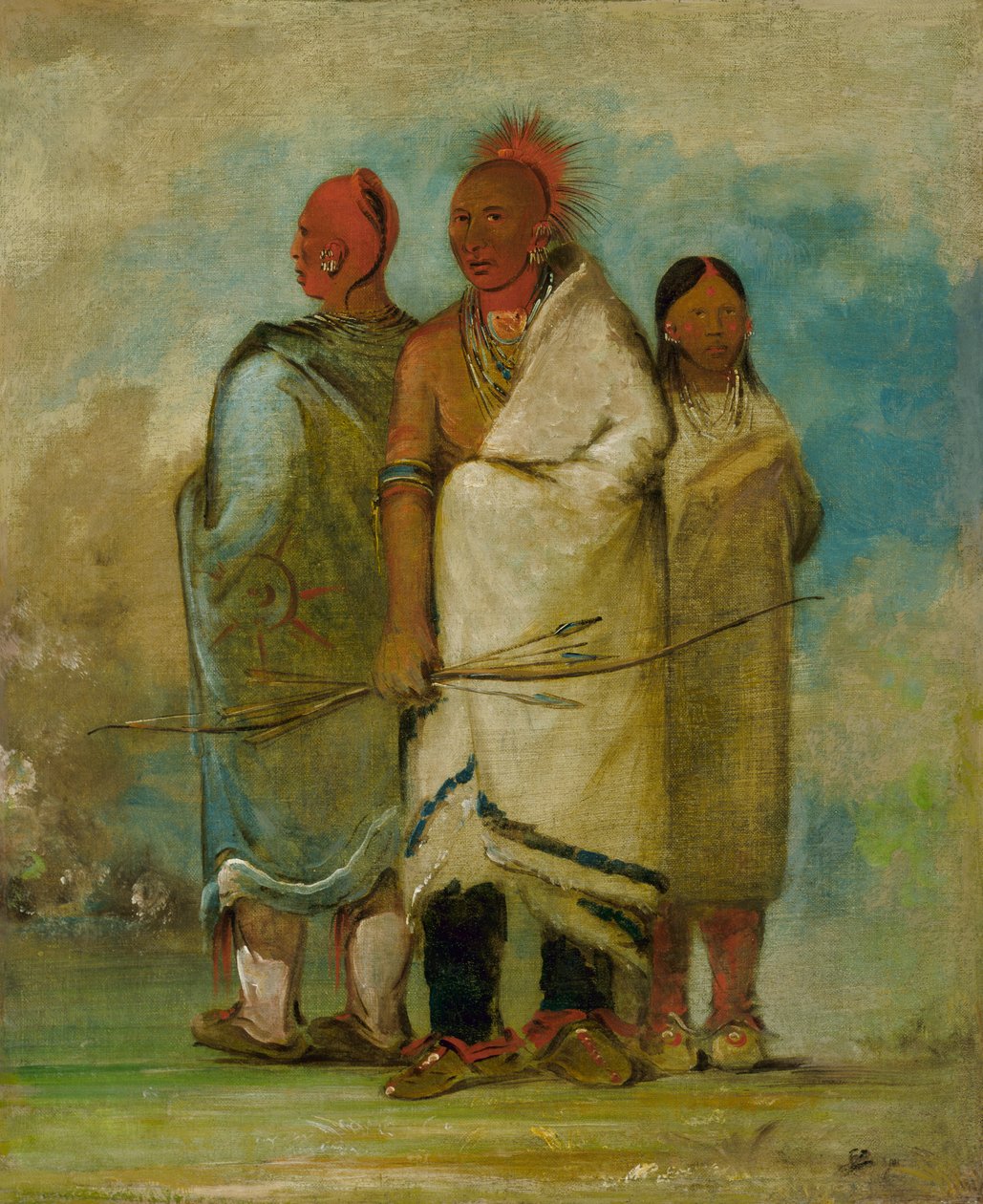 3 人のフォックス インディアン、1837 ～ 1839 年。 作： ジョージ・カトリン