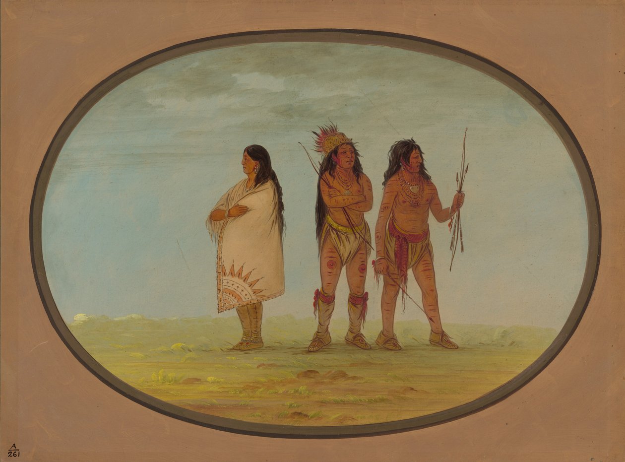 3 人のナバホ族インディアン、18611869。 作： ジョージ・カトリン