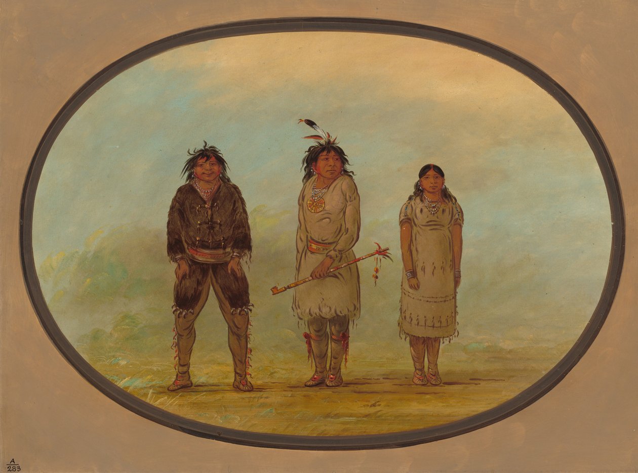 3 人のセリッシュ インディアン、1855 年 1869 年。 作： ジョージ・カトリン