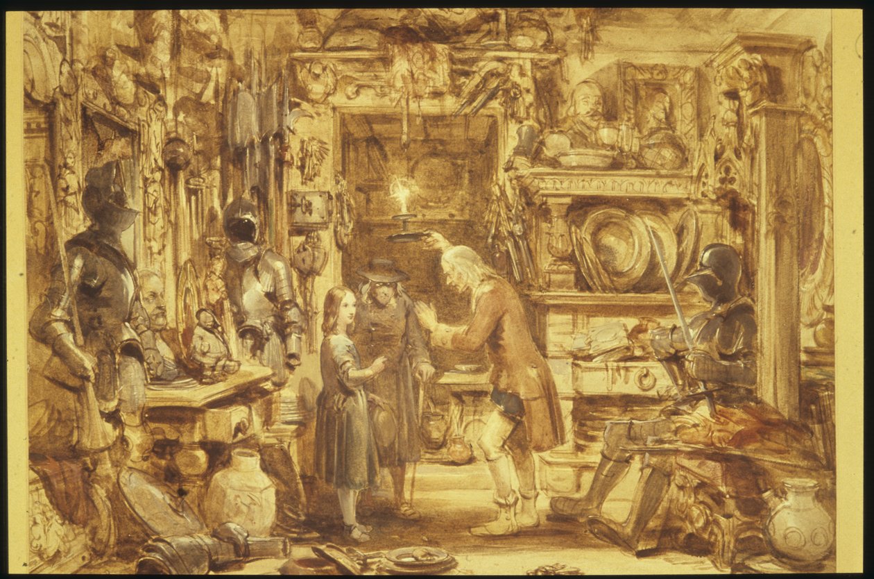 オールドキュリオシティーショップリトルネルズオールドキュリオシティーショップのインテリア1840（紙にトイレ） 作： ジョージ・キャテルモール