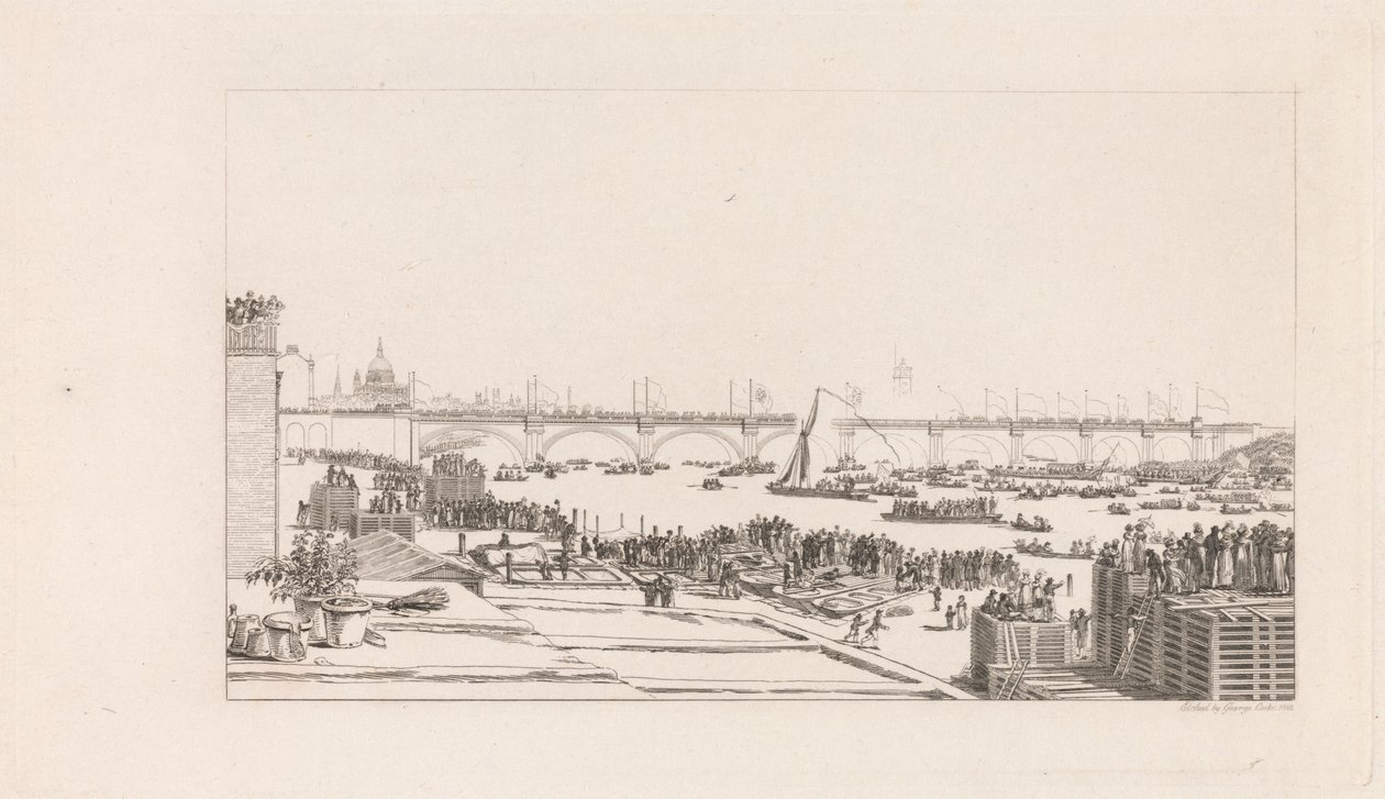Eröffnung der Waterloo-Brücke von George Cooke: Kunstdruck