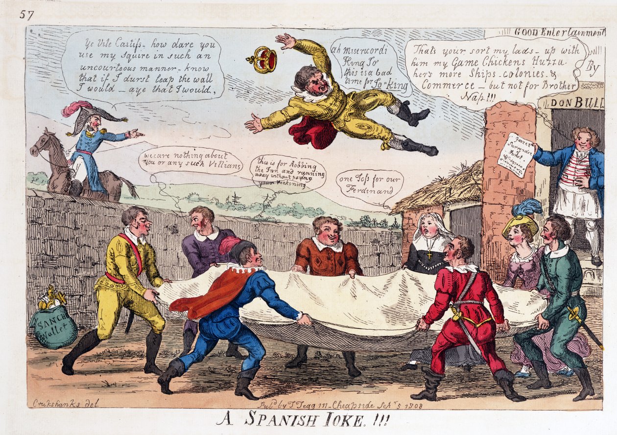 スペインのジョーク、パブ。 1808（手描きの彫刻） 作： ジョージ・クルクシャンク