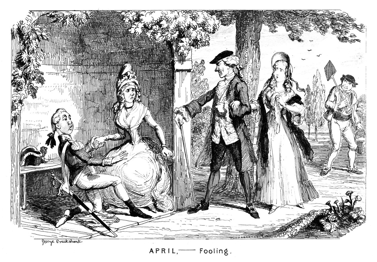 4月-浮気、c1839。 作： ジョージ・クルクシャンク