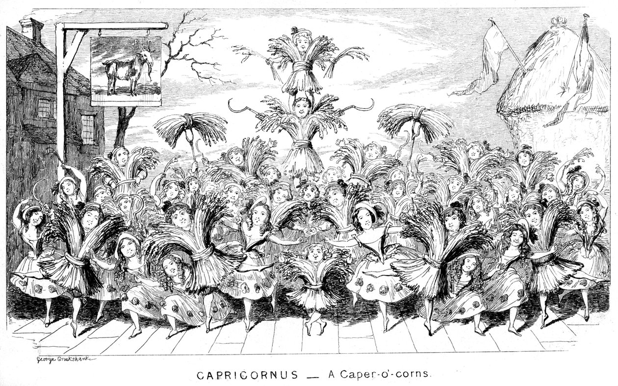 Capricornus-ケイパーオトウモロコシ、19世紀。 作： ジョージ・クルクシャンク