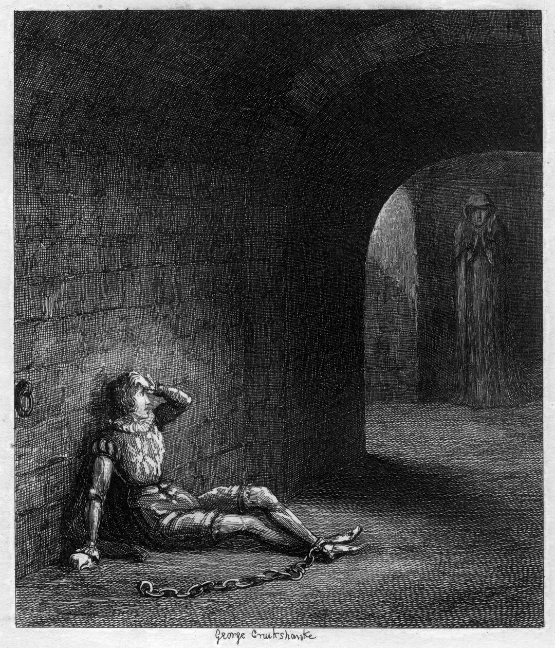 1840年、神秘的な人物の登場に驚いたCusbert Cholmondeley 作： ジョージ・クルクシャンク