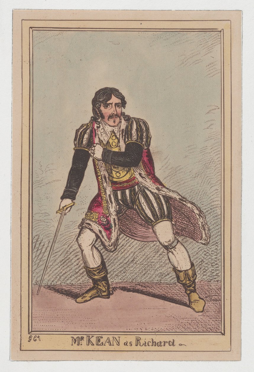 リチャード3世としてのエドマンド・キーン。 1814年頃。 1814年。 作： ジョージ・クルクシャンク