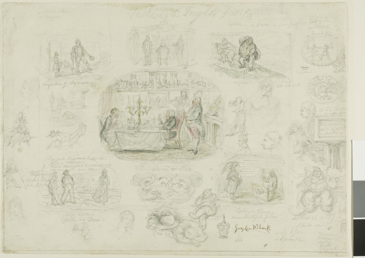 1829年のファッションと恐怖（直訳）; Angels Ever Bright and Fair (裏面) 作： ジョージ・クルクシャンク
