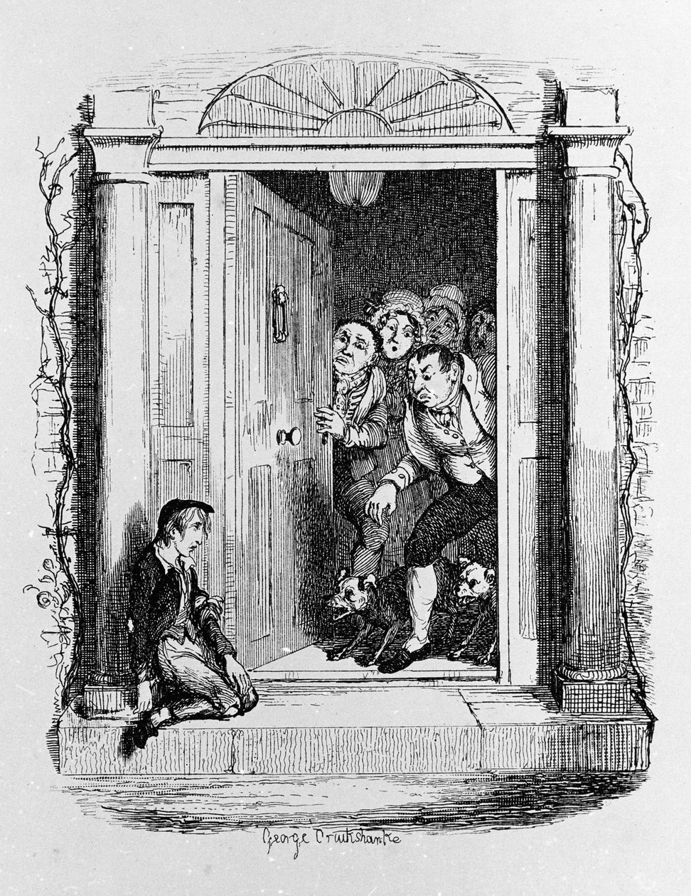 チャールズ・ディケンズ（1812-1870）作『オリバー・ツイスト』（オリヴィエ）の挿絵を、ジョージ・クルイックシャンク（1792-1878）が担当しました。 作： ジョージ・クルクシャンク