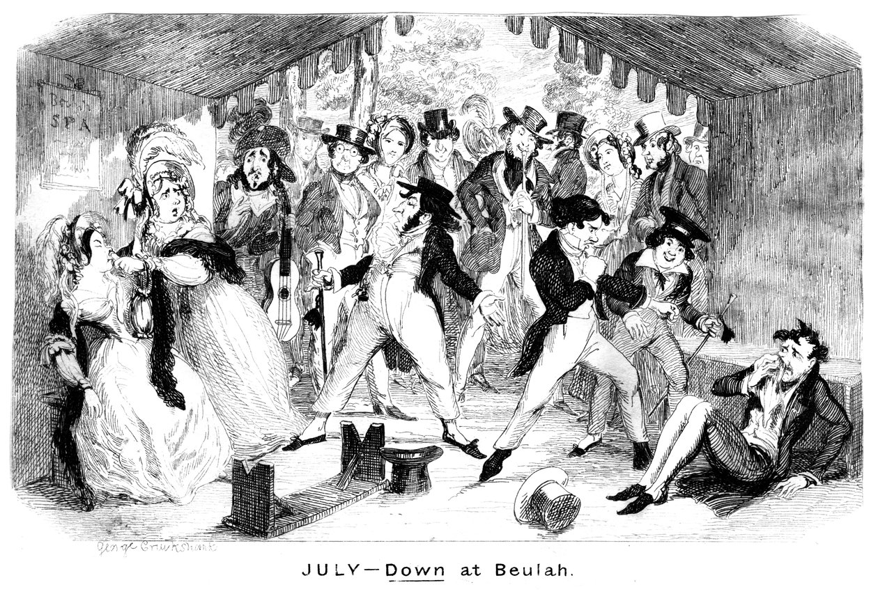 7月-Beulah、c1840sでダウン。 作： ジョージ・クルクシャンク
