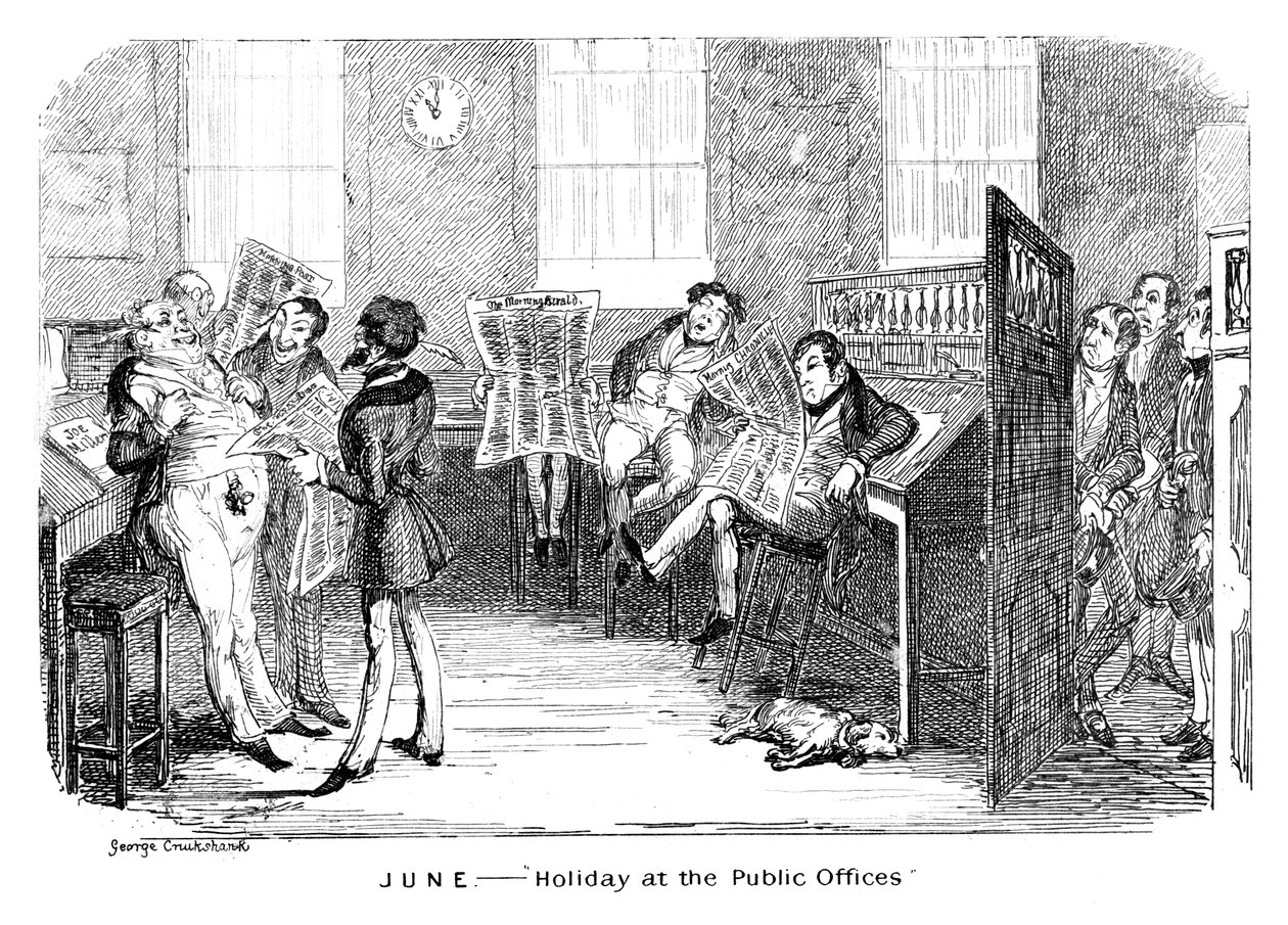 6月-公職の休日、c1836。 作： ジョージ・クルクシャンク