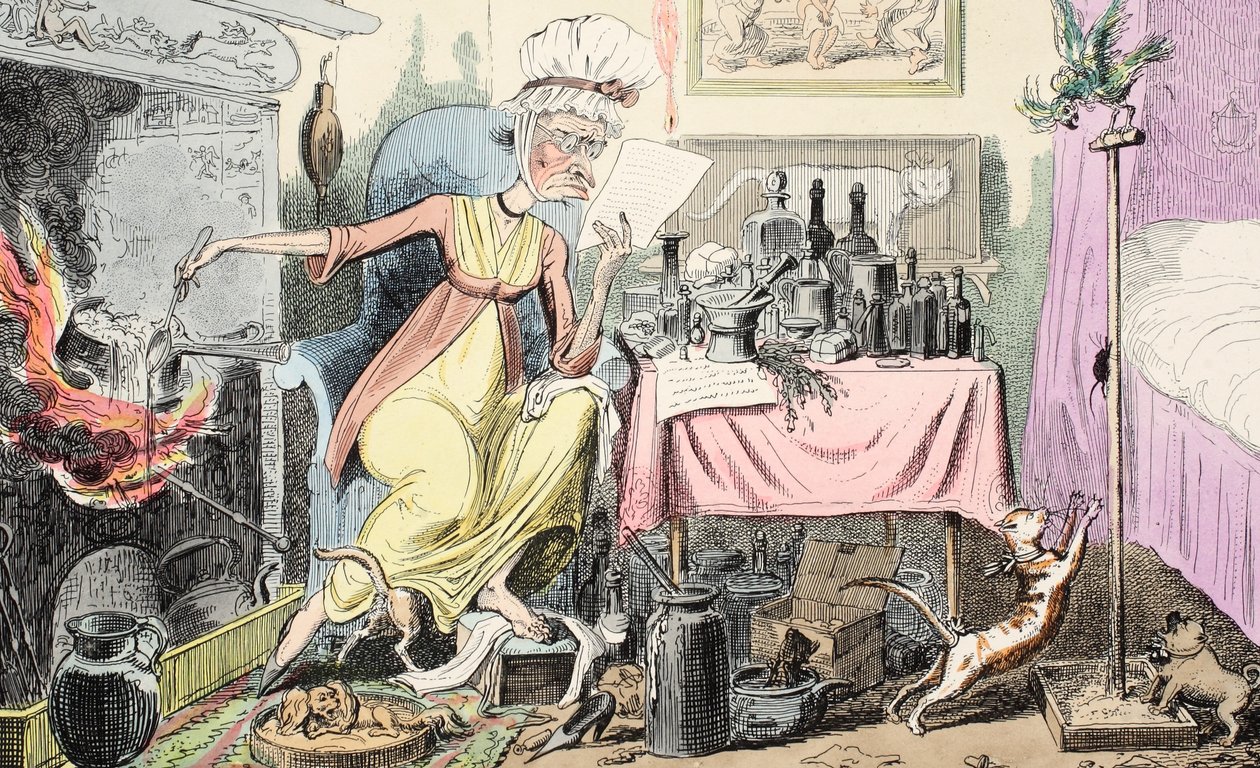 トウモロコシのレシピを混ぜる、パブ。 1835年（手描きの彫刻） 作： ジョージ・クルクシャンク