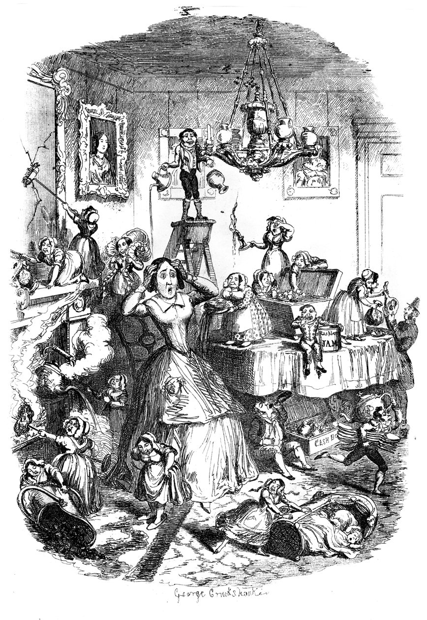 Greatest Plague of Life、c1840sによる死への懸念がほぼありました。 作： ジョージ・クルクシャンク