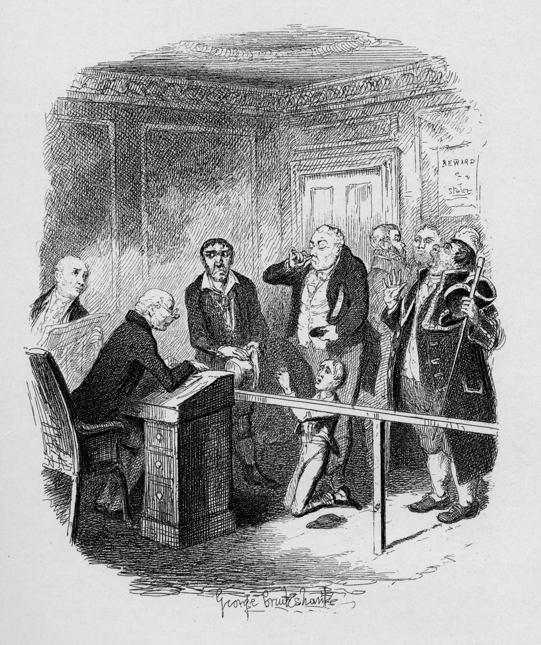 チャールズディケンズの「オリバーツイストの冒険」（1812-70）1838年、チャップマンウントホール発行、1901年 作： ジョージ・クルクシャンク