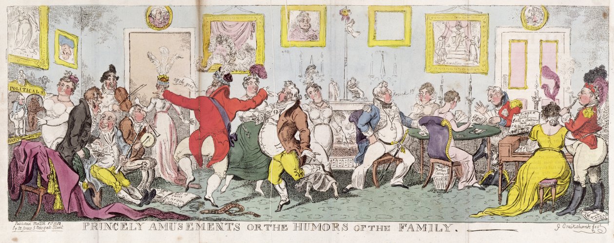 プリンスリー・アミューズメンツ（Princely Amusements）」または「ザ・ユーモアズ・オブ・ザ・ファミリー（The Humors of the Family）」。 作： ジョージ・クルクシャンク