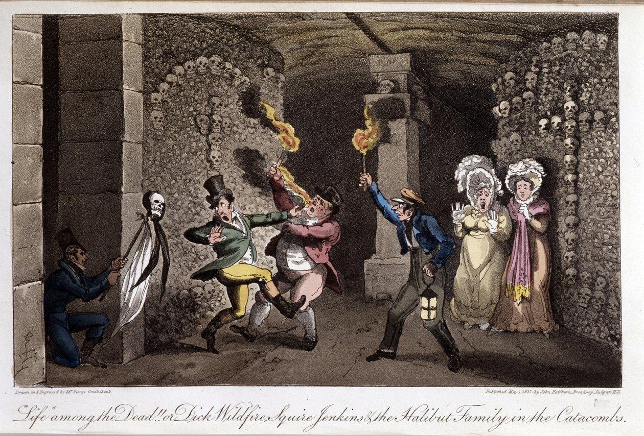 Promenade dans les catacombes（カタコンブのプロムナード） - David Carey（デビッド・キャリー）著、Georges Cruikshank（ジョルジュ・クルイックシャンク）画、Ed.Faiburn, London 作： ジョージ・クルクシャンク