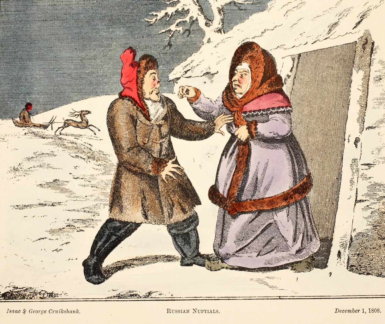 ロシアの婚約者、パブ。 1808（手描きの彫刻） 作： ジョージ・クルクシャンク