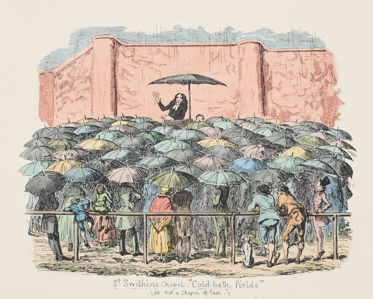 St Swithuns Chapel冷浴場、パブ。 1833（手描きの彫刻） 作： ジョージ・クルクシャンク