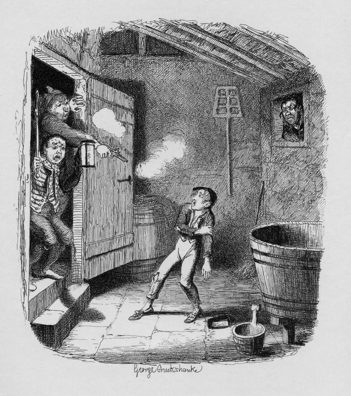 チャールズ・ディケンズ（1812-70）1838による「オリバーツイストの冒険」からの強盗、チャップマンウントホール発行、1901 作： ジョージ・クルクシャンク