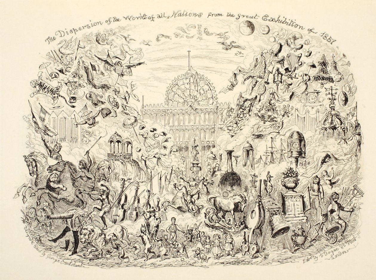 1851年の素晴らしい展覧会からのすべての国の作品の分散、パブ。 1851 作： ジョージ・クルクシャンク