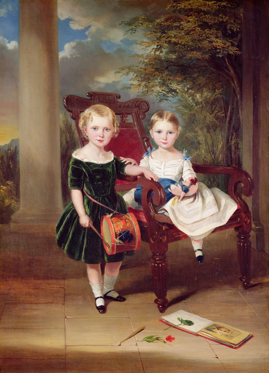 2人の子供の肖像、ハーバートとローズ、1844年 作： ジョージダンカンビーチー