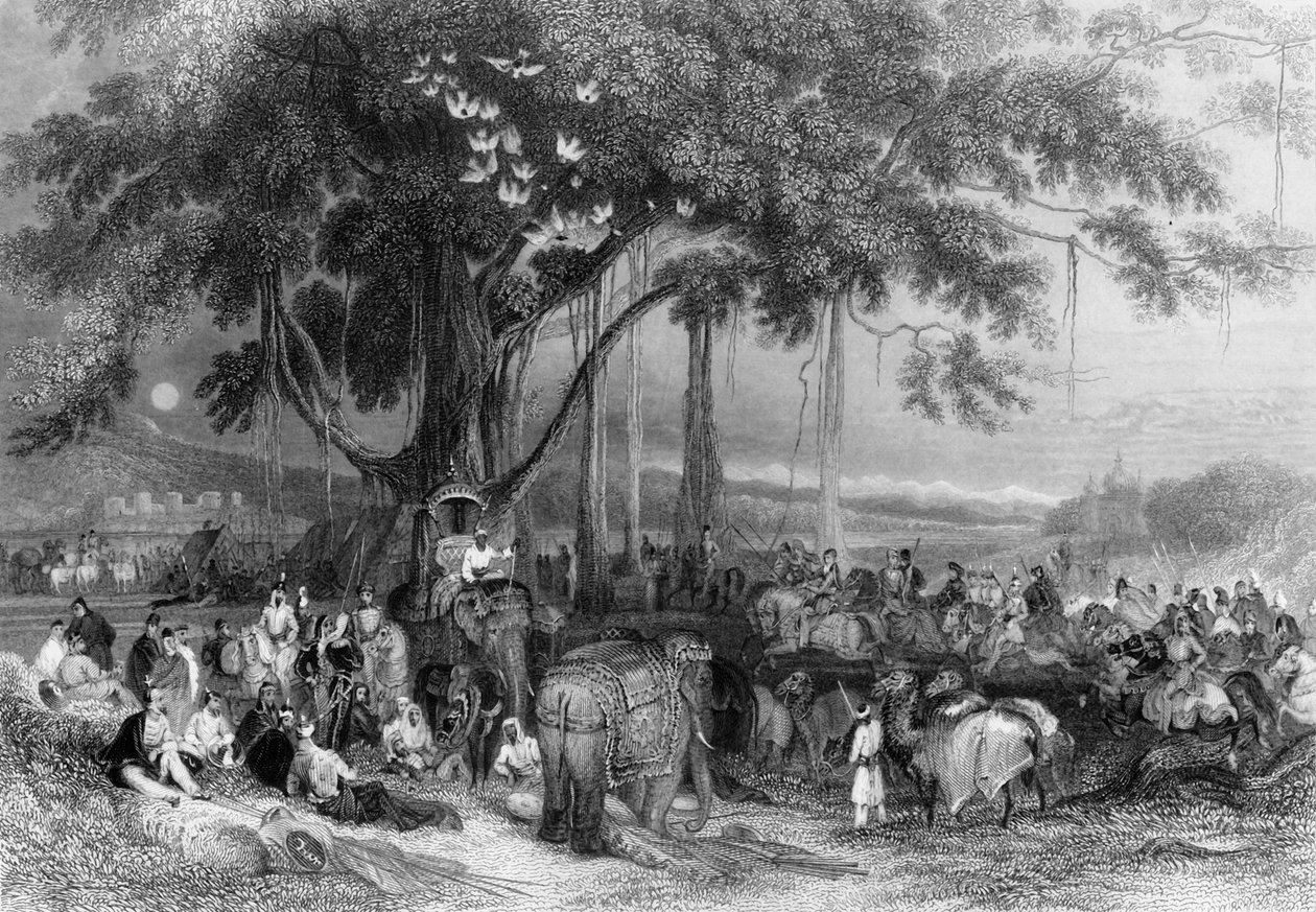 「ランジート・シンと彼のスワリー、またはセイクの騎兵隊」、1838年。 作： ジョージフランシスホワイト