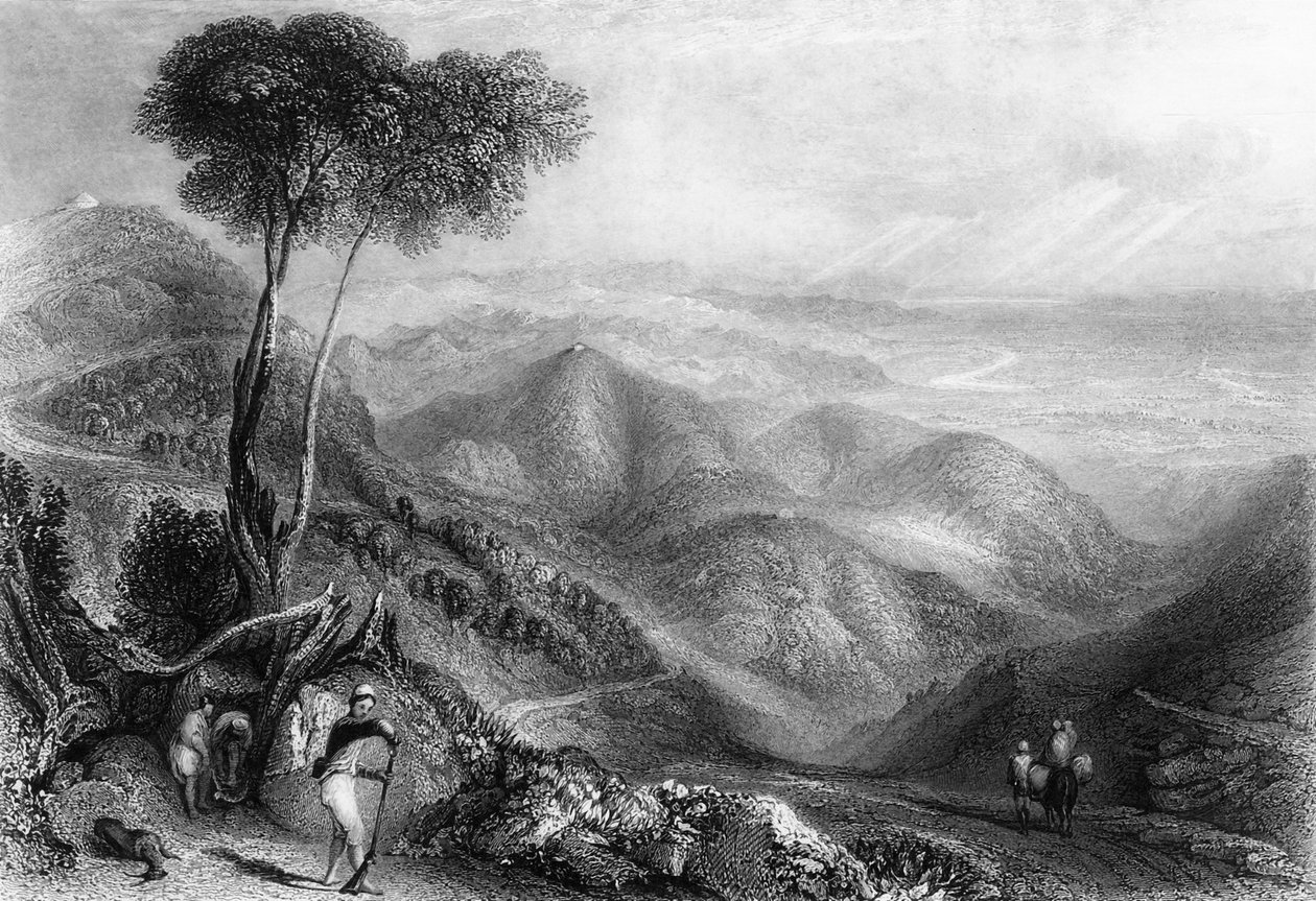 「ランドール尾根からのドゥーンの谷」、1838年。 作： ジョージフランシスホワイト