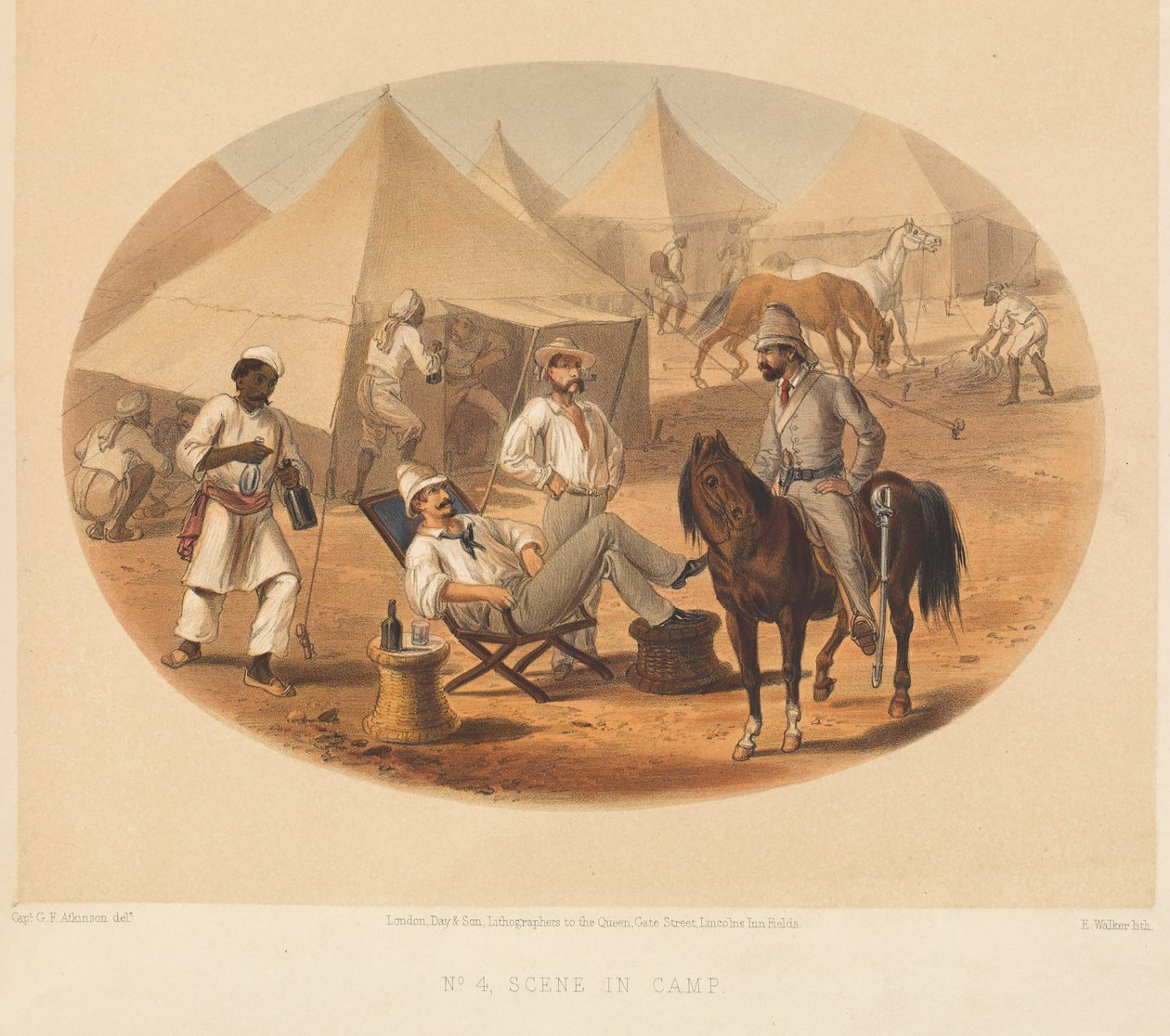 キャンプシーン、インディアン反乱、1857-1858年頃 作： ジョージ・フランクリン・アトキンソン