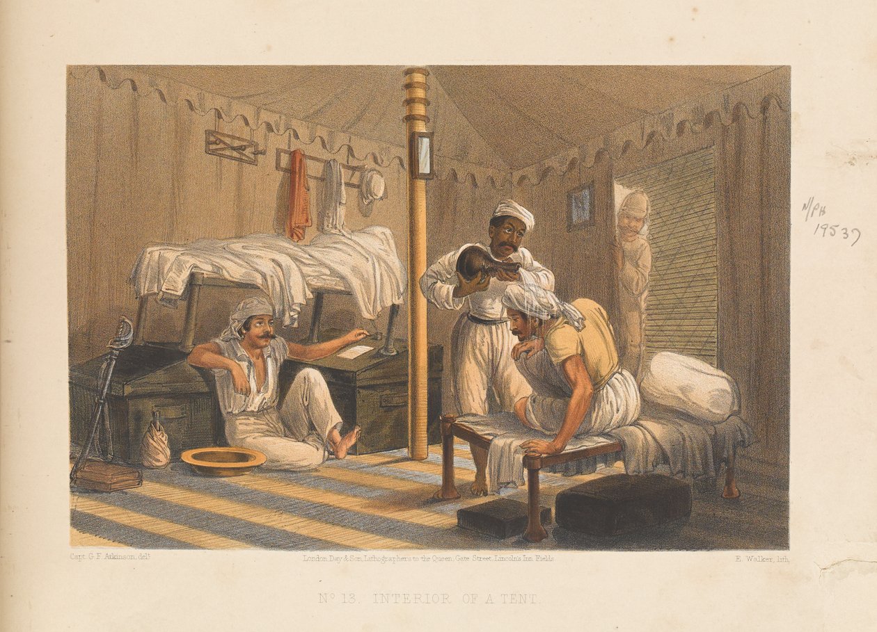 「テントの内部」、1857 作： ジョージ・フランクリン・アトキンソン