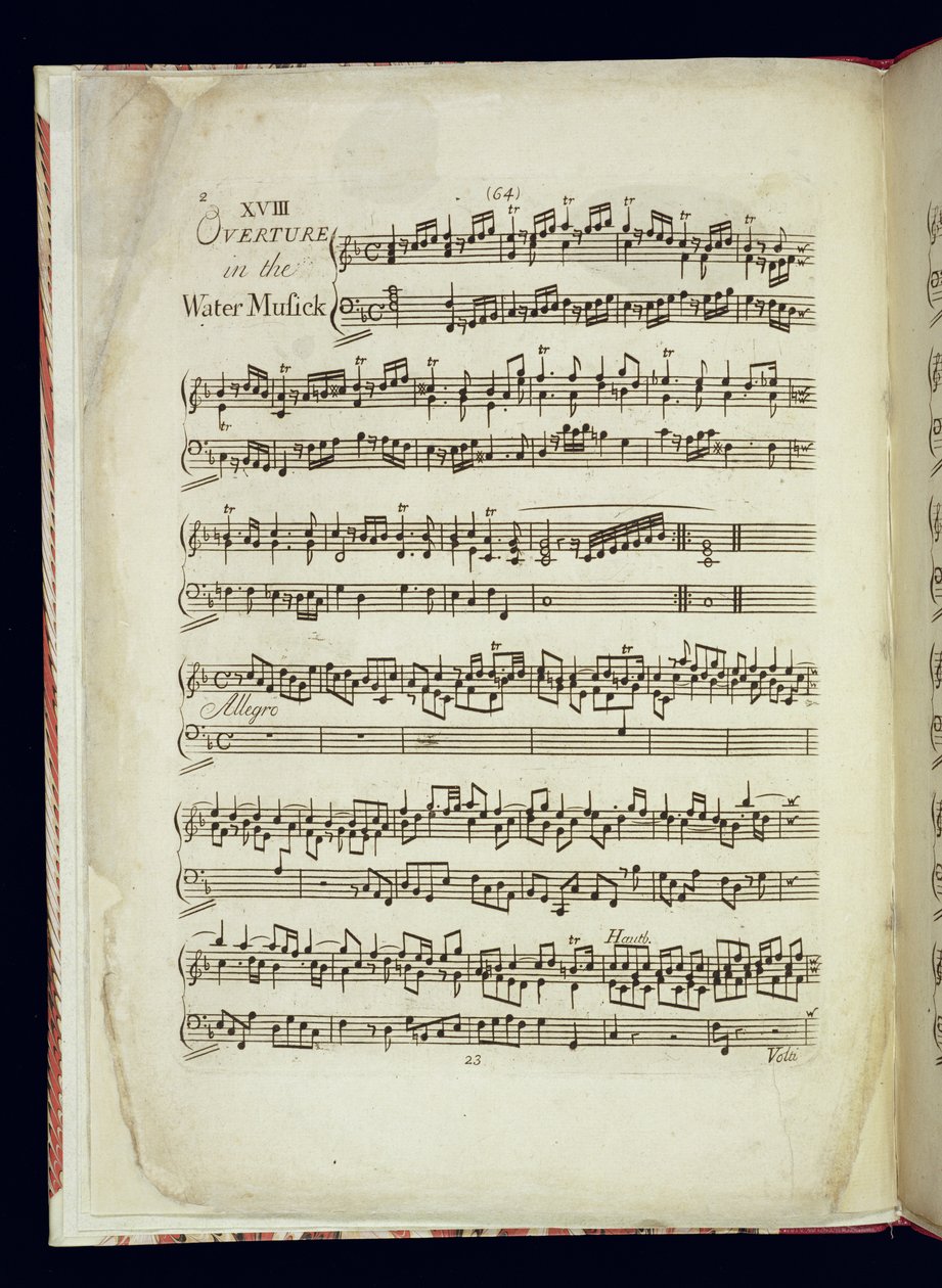 Mu.Ms.447.p2 The Water Musicの1ページ目 作： ジョージ・フレデリック・ヘンデル