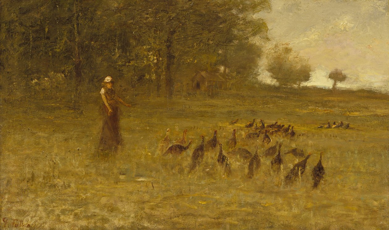 七面鳥を持つ少女、1883-84 作： ジョージ・フラー
