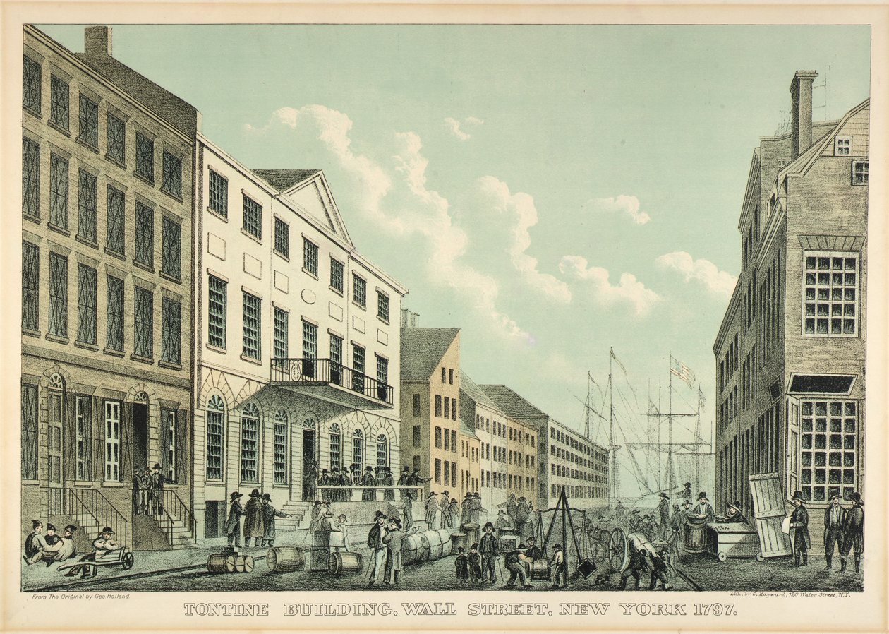 1797年、ニューヨーク、ウォール・ストリートのトンタイン・ビル 作： ジョージ・ヘイワード