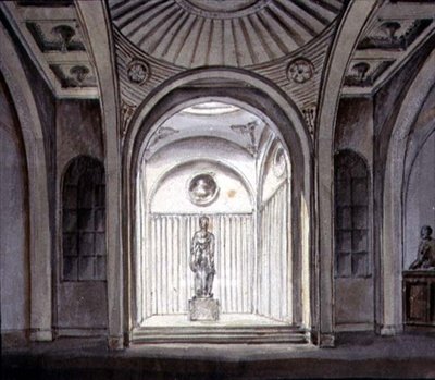 A Sculptural Gallery Interior（水彩・鉛筆・紙 作： ジョージ・ヘンリー・ベイリー
