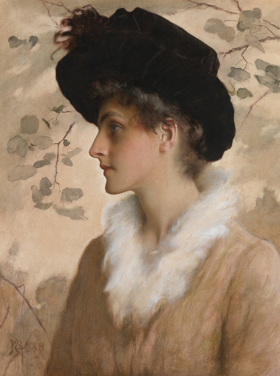 女性の肖像、1888年（紙にボディカラー付きのトイレ） 作： ジョージ・ヘンリー・ボートン