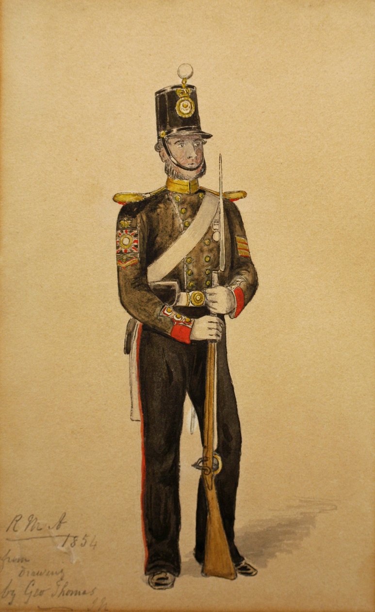 イギリス海軍大砲のカラー軍曹、1854年（紙にトイレ） 作： ジョージ・ハウスマン・トーマス